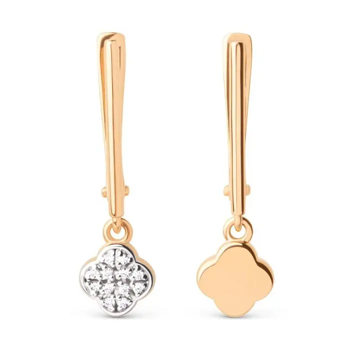 Серьги подвесные из красного золота