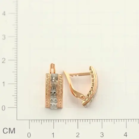 Серьги с английским замком из комбинированного золота