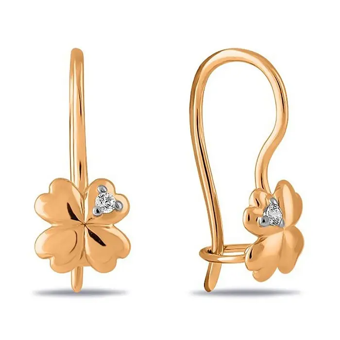 Серьги детские из красного золота