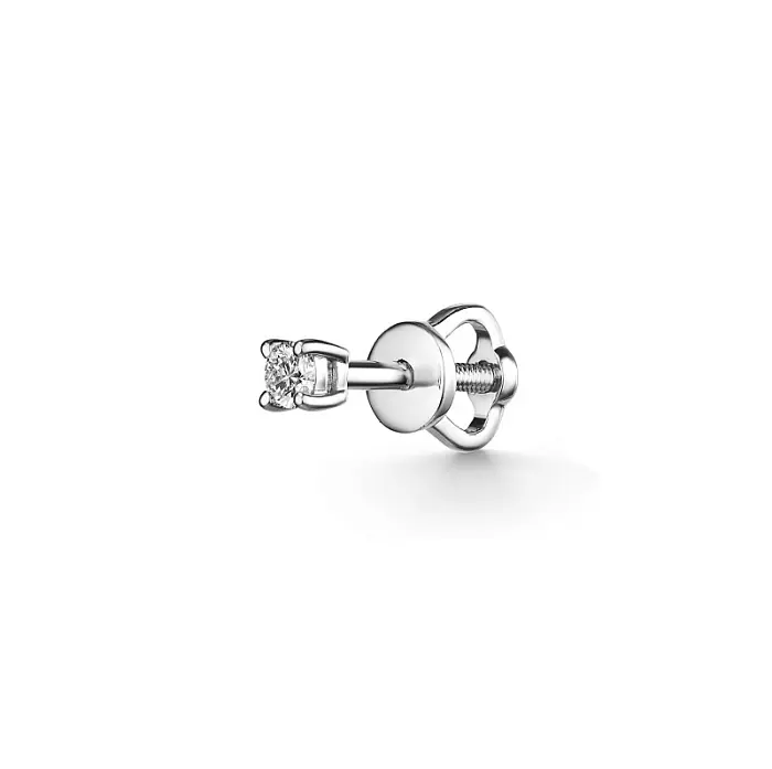 Серьги одиночные из белого золота вид 1