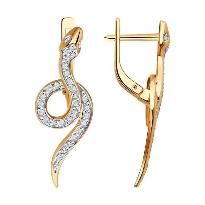 Серьги с английским замком из комбинированного золота