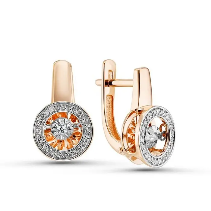 Серьги с английским замком из комбинированного золота