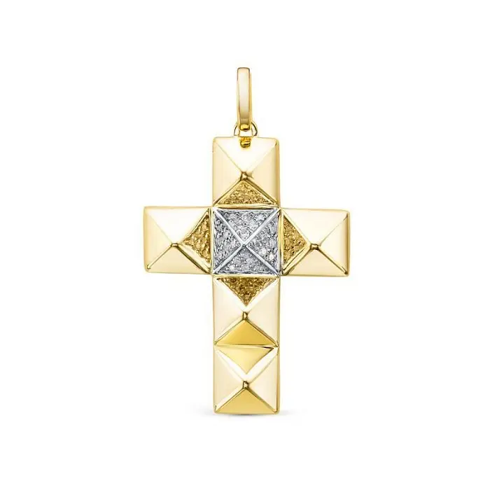 Подвеска декоративный крест из желтого золота