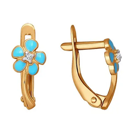 Серьги детские из красного золота