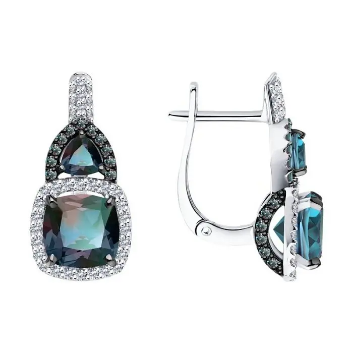 Серьги с английским замком из белого золота