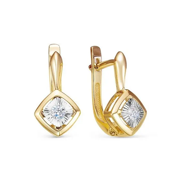 Серьги с английским замком из красного золота