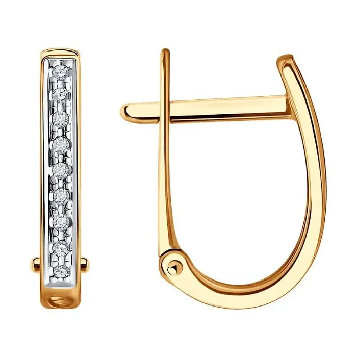 Серьги с английским замком из комбинированного золота