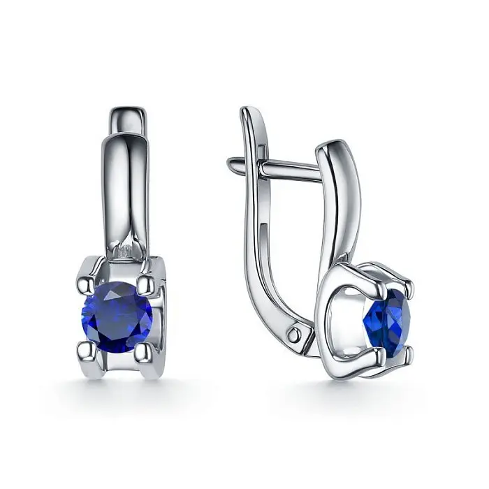 Серьги с английским замком из белого золота