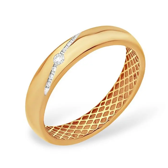 Кольцо обручальное из красного золота вид 1