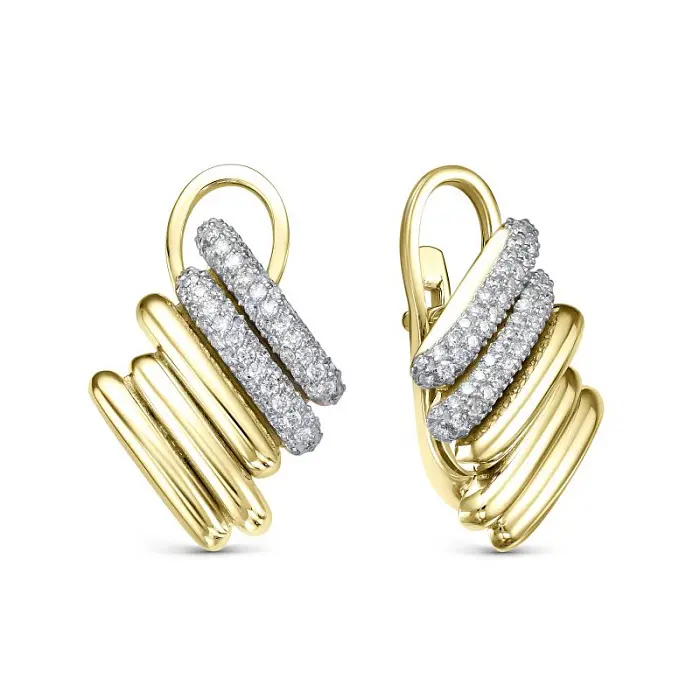 Серьги с английским замком из желтого золота