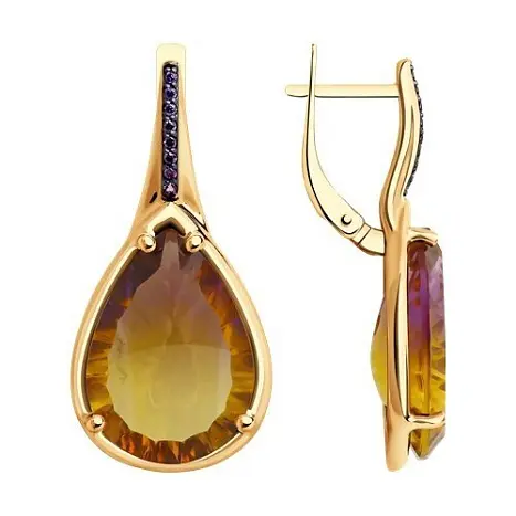 Серьги с английским замком из красного золота