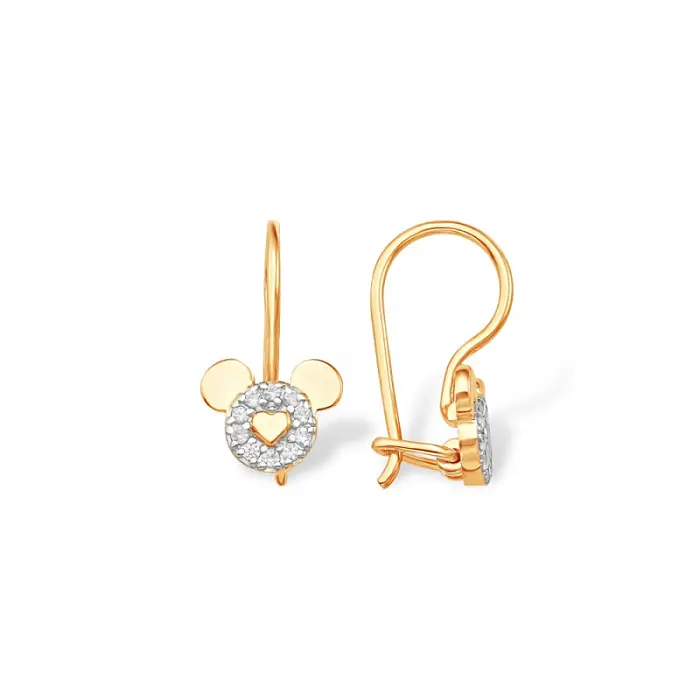 Серьги детские из красного золота