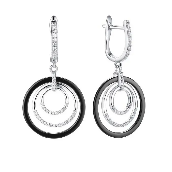 Серьги подвесные из серебра