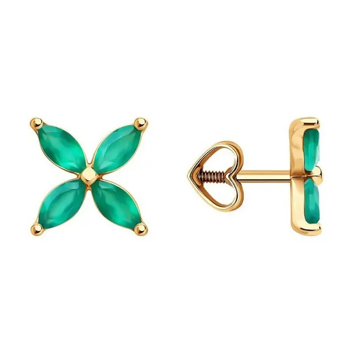 Серьги пуссеты из красного золота