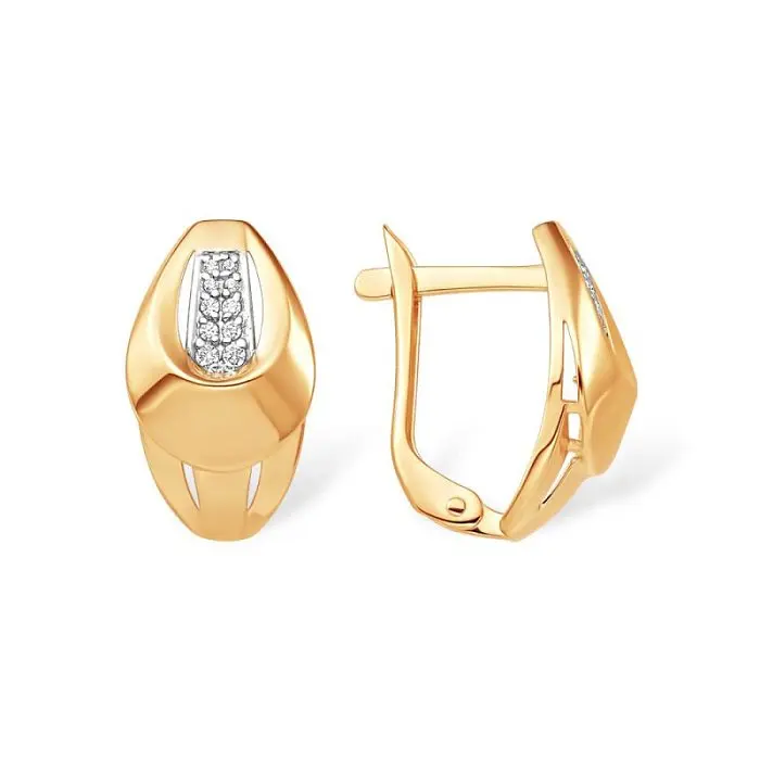 Серьги с английским замком из красного золота