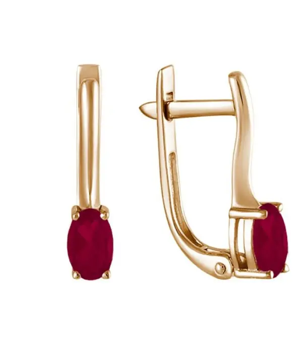 Серьги с английским замком из красного золота