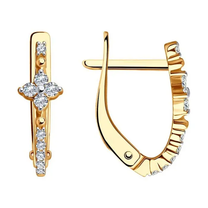 Серьги с английским замком из красного золота