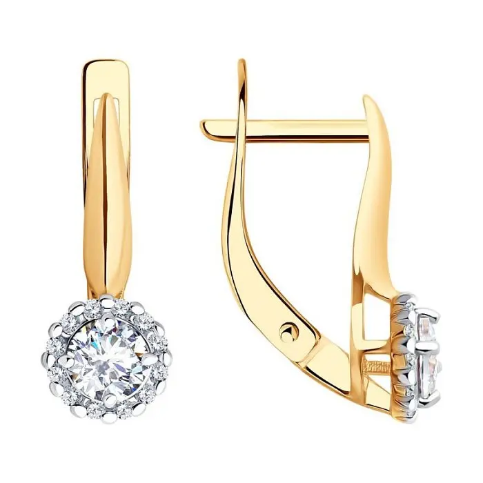 Серьги с английским замком из красного золота