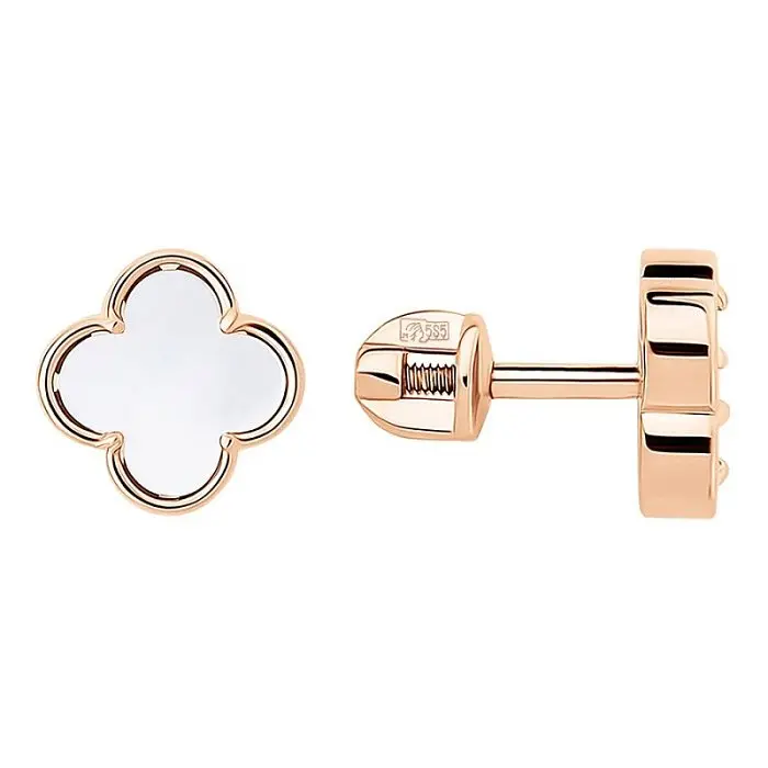 Серьги пуссеты из красного золота