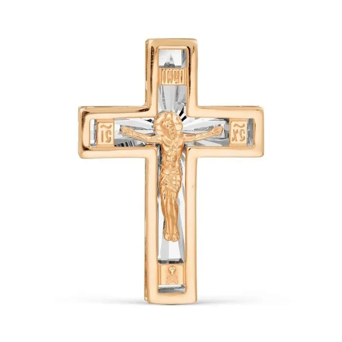 Подвеска крест из красного золота