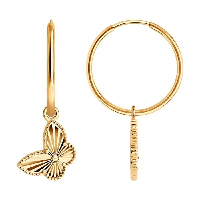 Серьги конго из красного золота