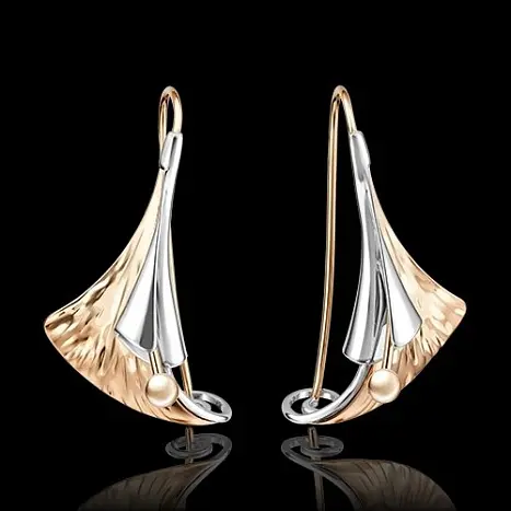 Серьги петельки из комбинированного золота