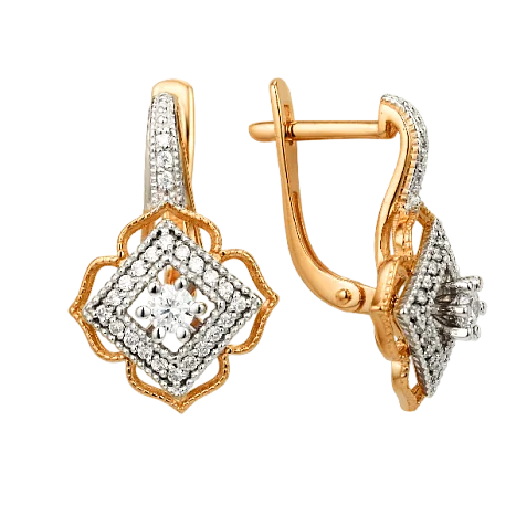 Серьги с английским замком из комбинированного золота