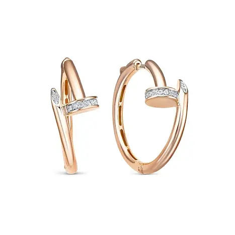 Серьги конго из красного золота