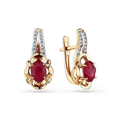 Серьги с английским замком из красного золота
