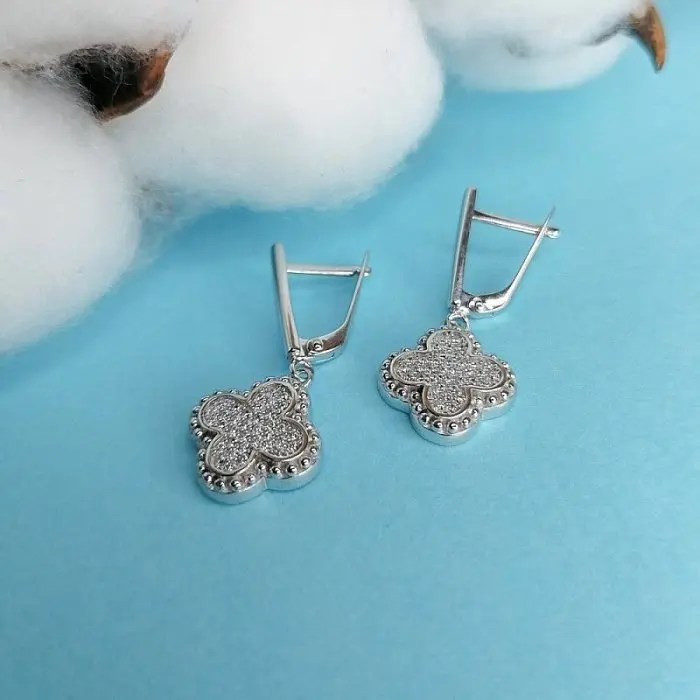 Серьги подвесные из серебра