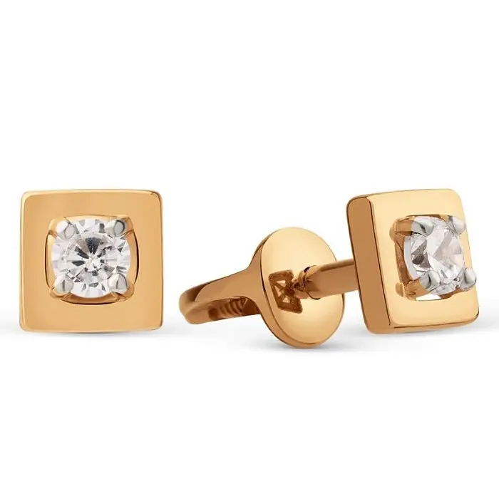 Серьги пуссеты из красного золота