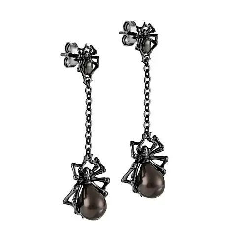 Серьги подвесные из черного серебра