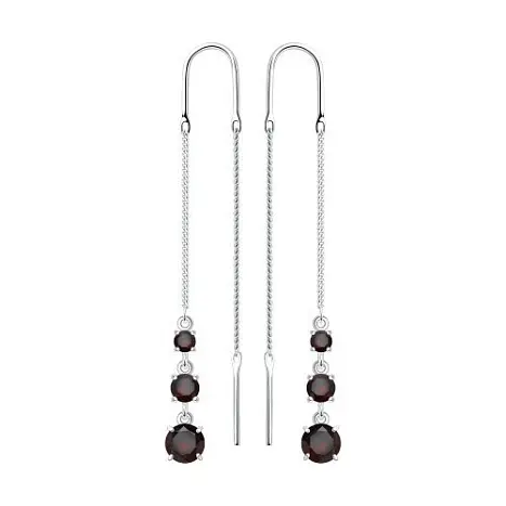 Серьги цепочки из серебра