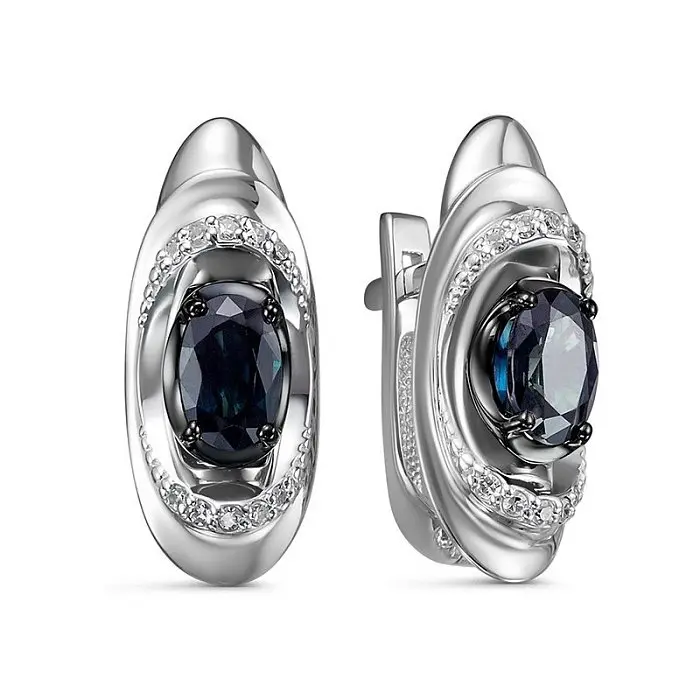 Серьги с английским замком из белого золота