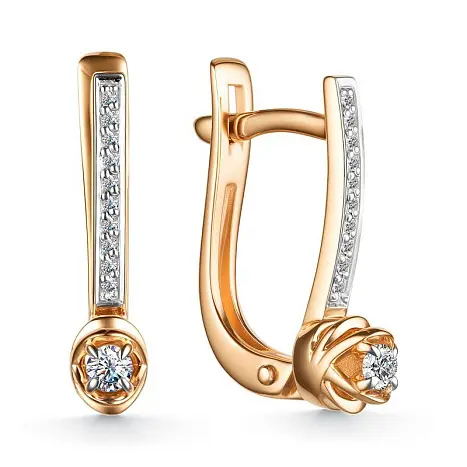 Серьги с английским замком из красного золота