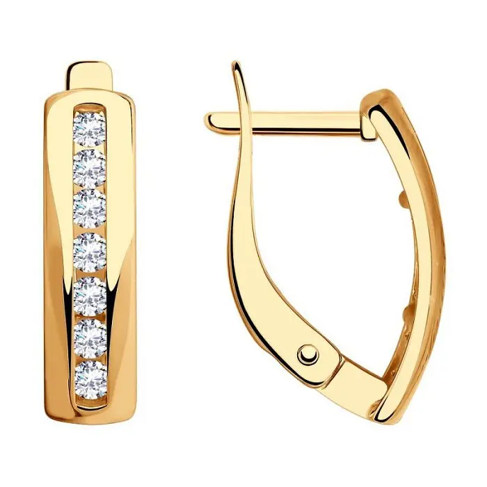 Серьги с английским замком из красного золота вид 1