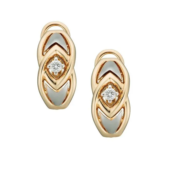 Серьги с английским замком из желтого золота