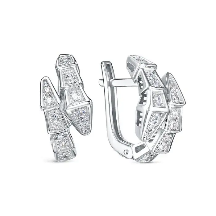 Серьги с английским замком из белого золота