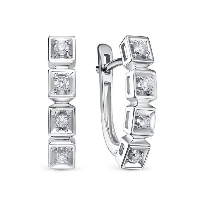 Серьги с английским замком из белого золота