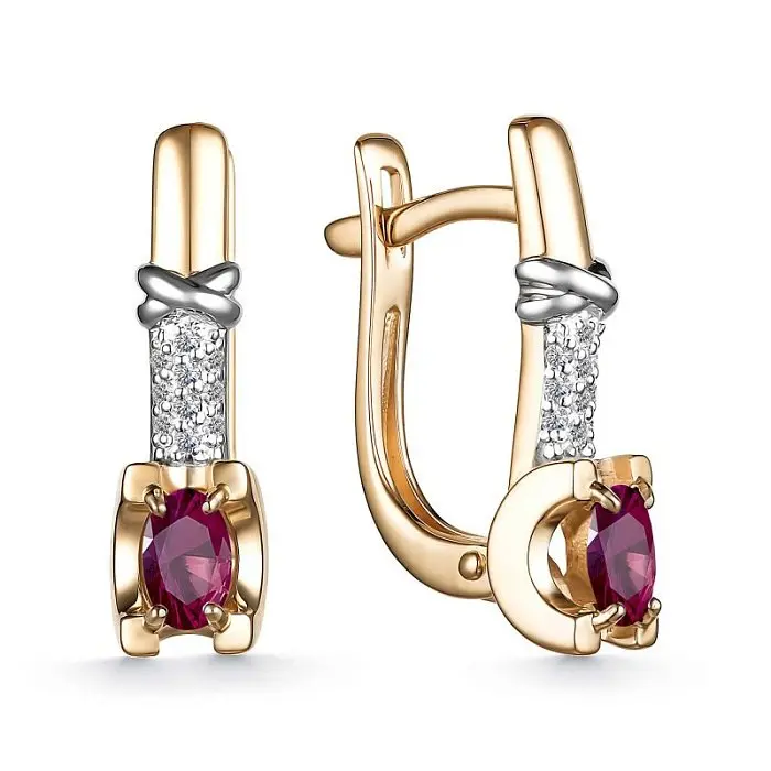 Серьги с английским замком из комбинированного золота