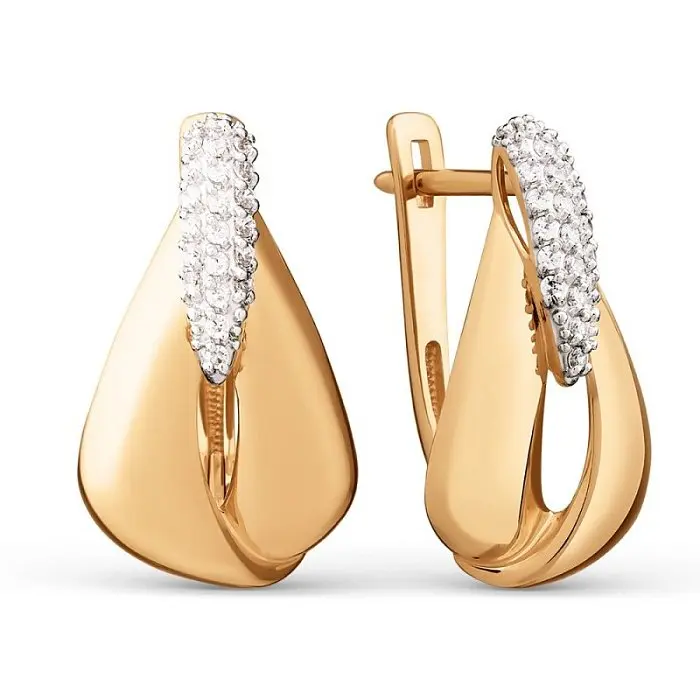 Серьги с английским замком из красного золота