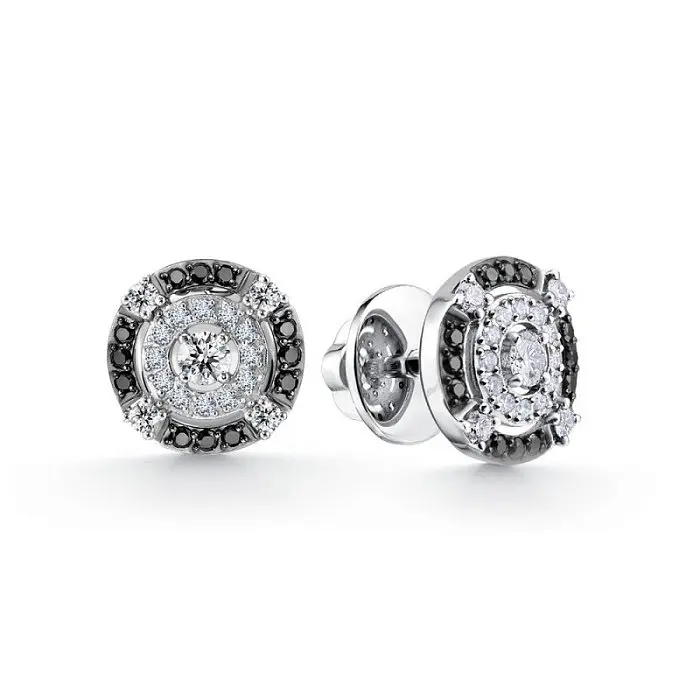 Серьги пуссеты из белого золота