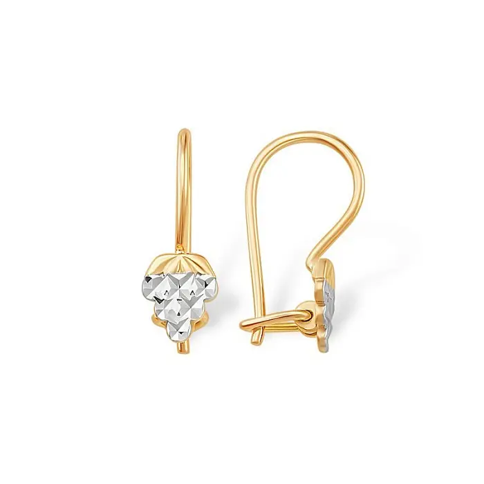 Серьги детские из комбинированного золота