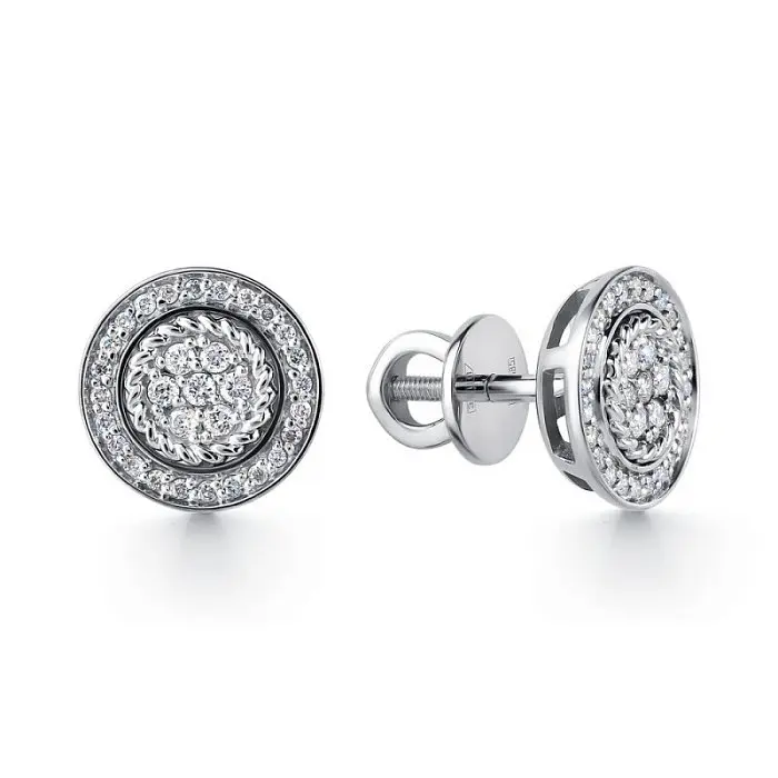 Серьги пуссеты из белого золота