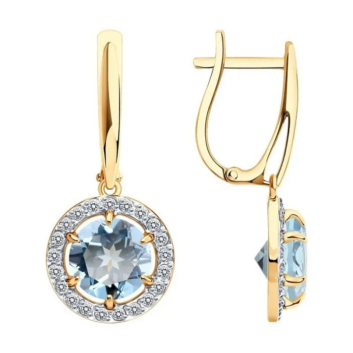 Серьги подвесные из красного золота