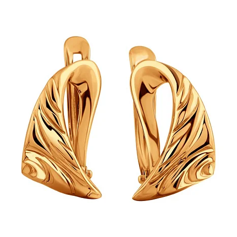 Серьги с английским замком из красного золота