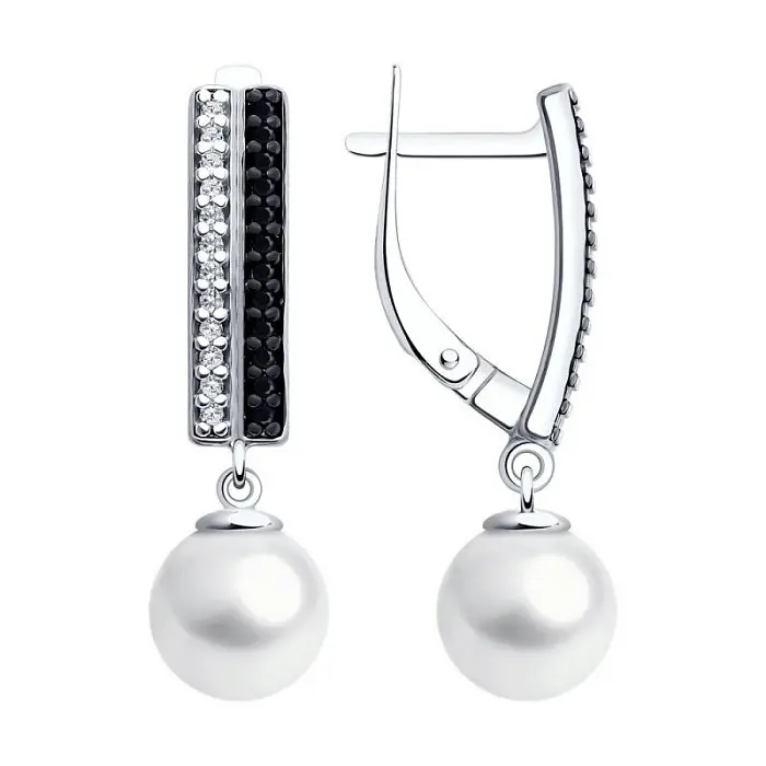 Серьги подвесные из серебра