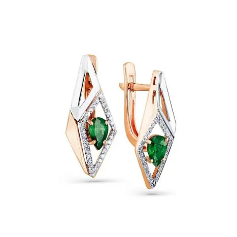 Серьги с английским замком из комбинированного золота