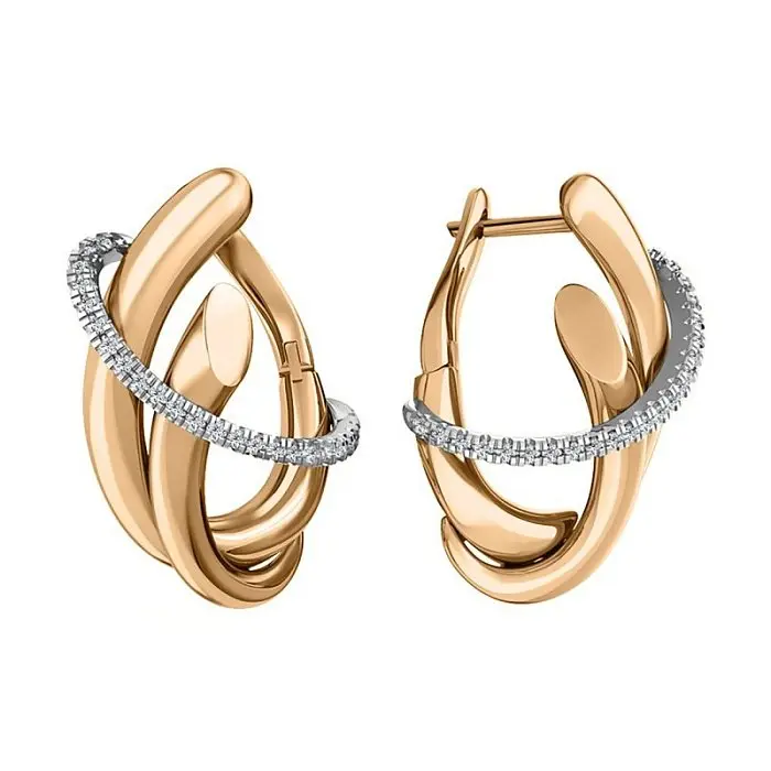 Серьги с английским замком из красного золота