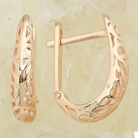 Серьги с английским замком из красного золота